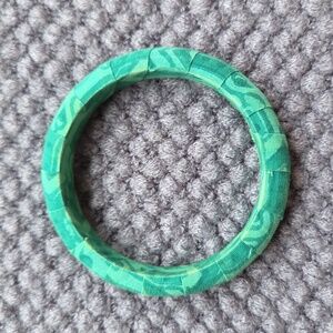 Green Patterned Cloth Bangle Bracelet